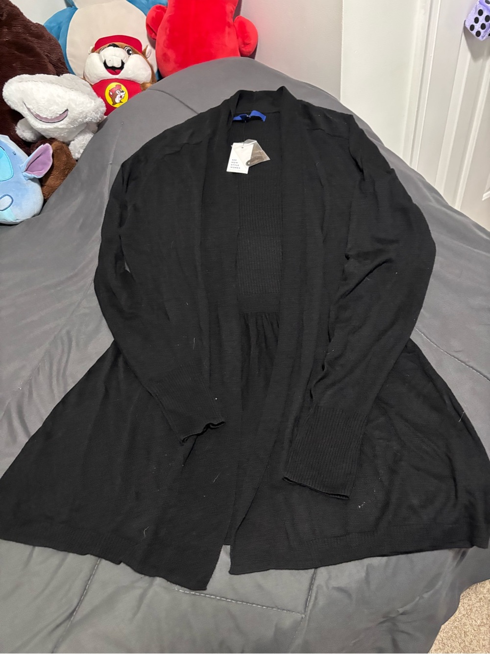 Apt. 9 Black Open-Front Long Cardigan